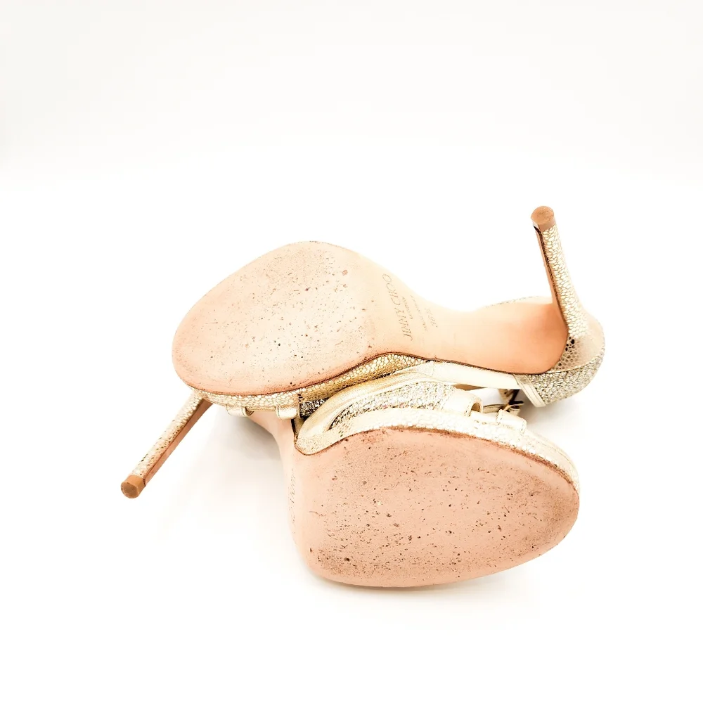 Jimmy Choo Gold Glitter Heels - Picture 8 of 8